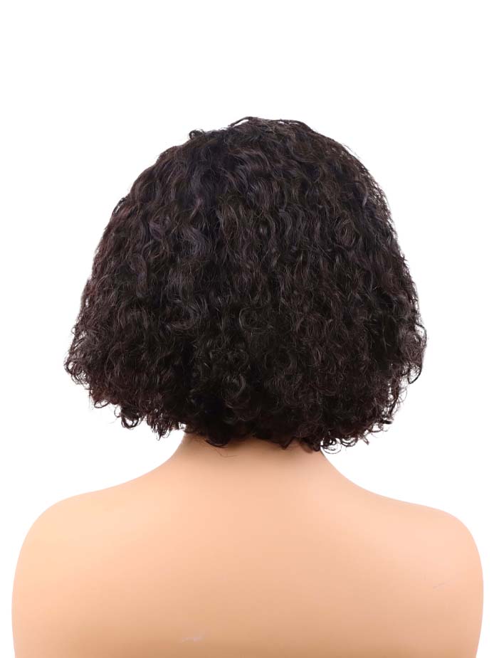 BIG G Hair 10 Inch, Natural #1B Color Curly Side Part Vietnamese Human Hair HD Lace Closure Wigs