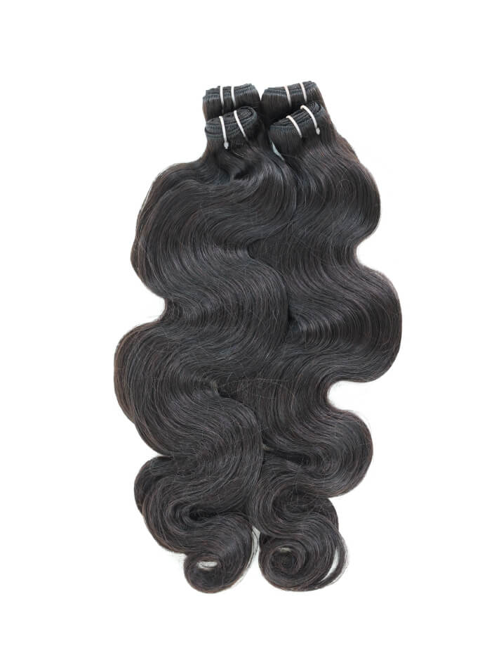 BIG G Hair Water Body Wave Human Hair 4 Bundles, 10A Vietnamese Unprocessed 100% Human Remy Hair Wavy Weaves Sew In Extensions Natural Color