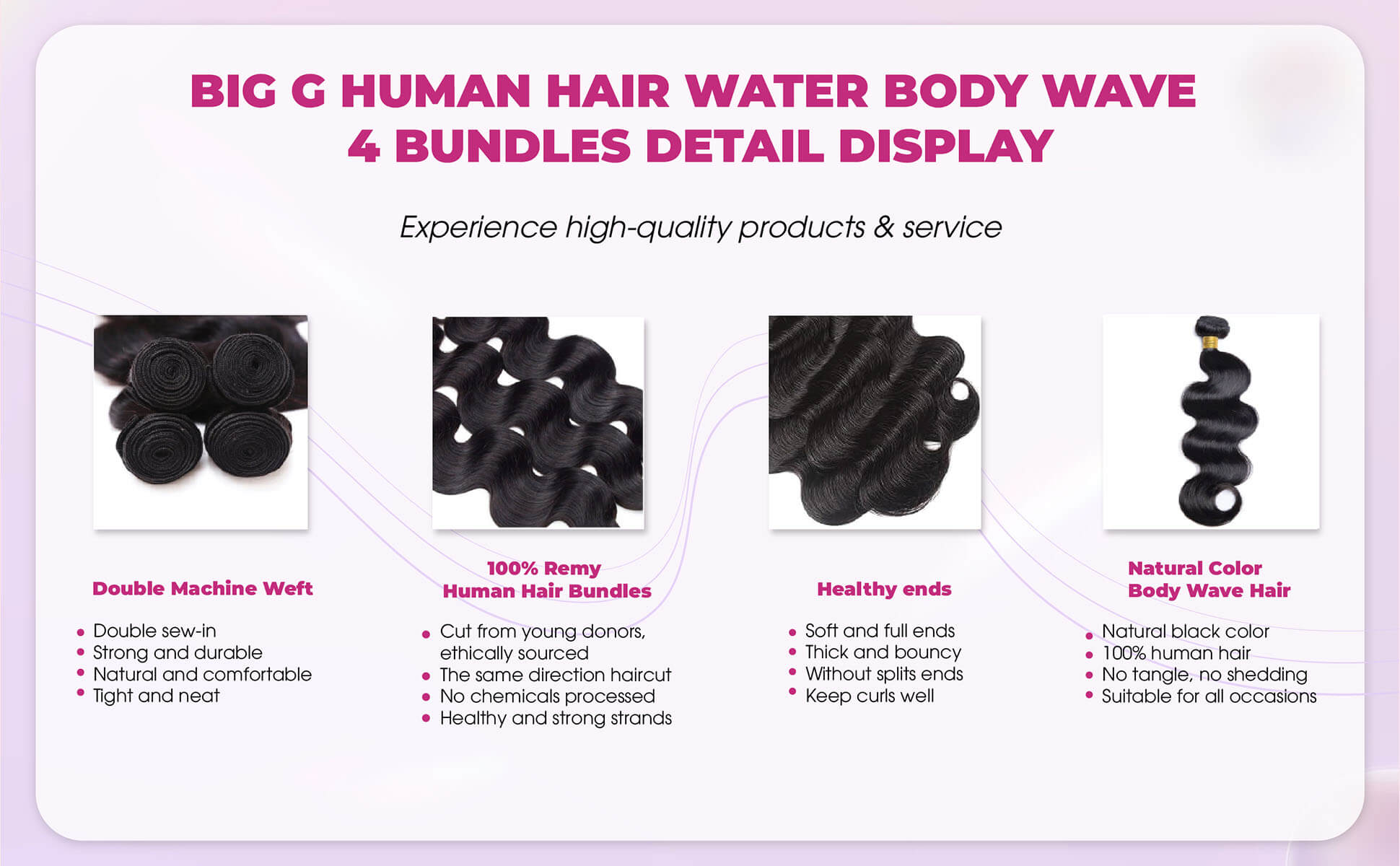 Water Body Wave Human Hair 4 Bundles weft