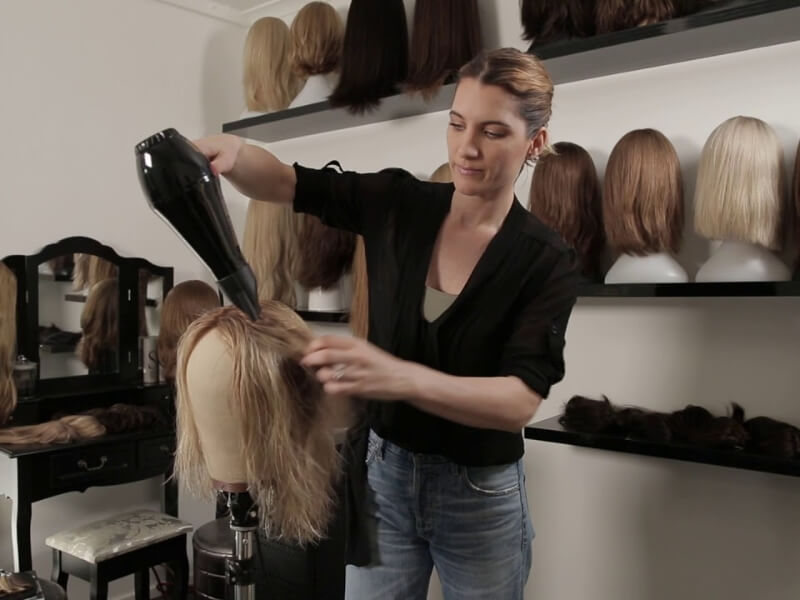 Step 4 on how to dry a human hair wig after washing