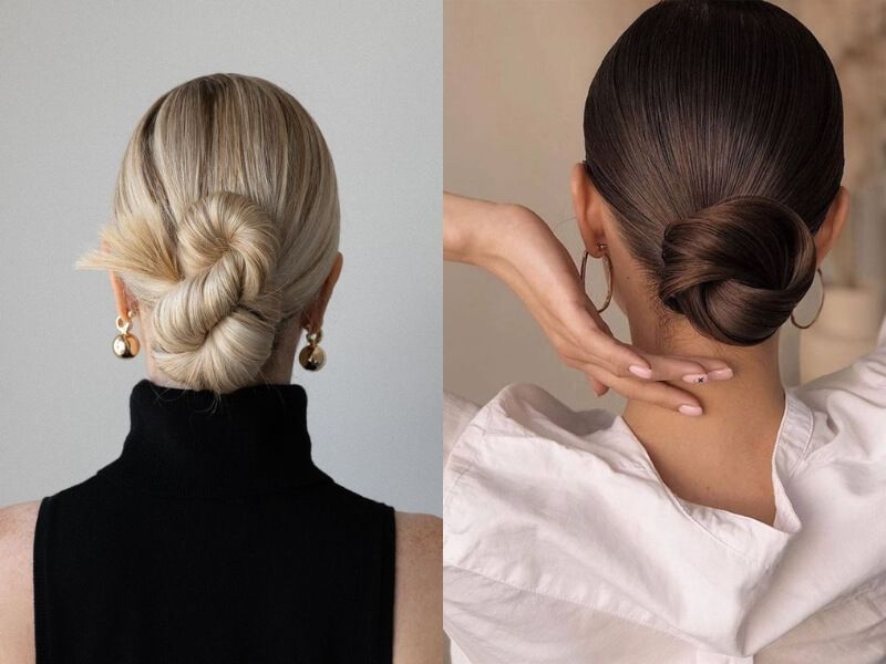 Low chignon hairstyle