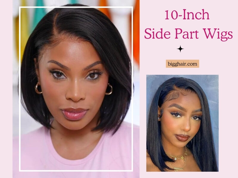 Side-part wigs in a 10-inch length bring a playful and trendy twist to your hairstyle.