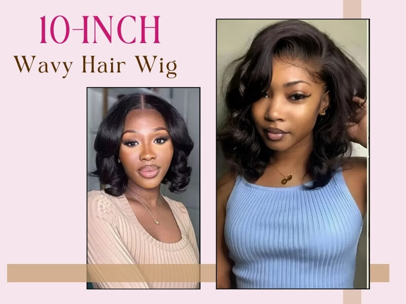 A wavy 10-inch wig adds a bit of volume and dimension to the hair.