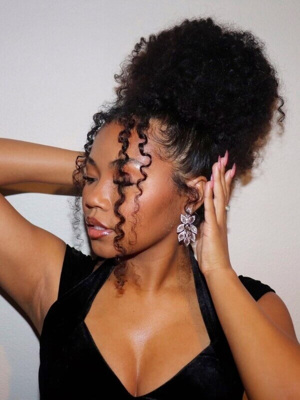 The high bun sew-in is a convenient and customizable hairstyle for black women