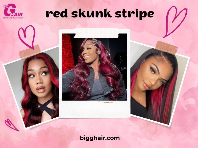 skunk stripe hair red