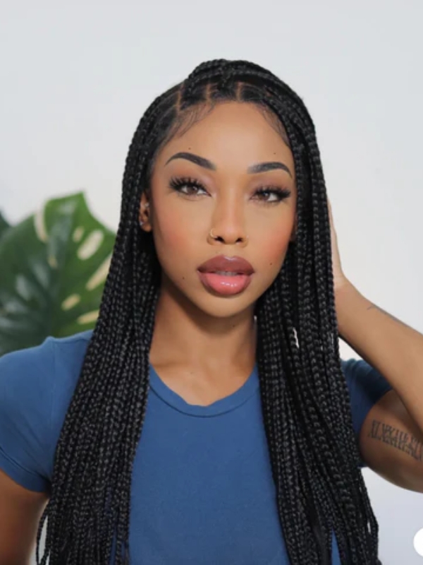 Classic box braids are a timeless choice, offering a balance of ease and style.