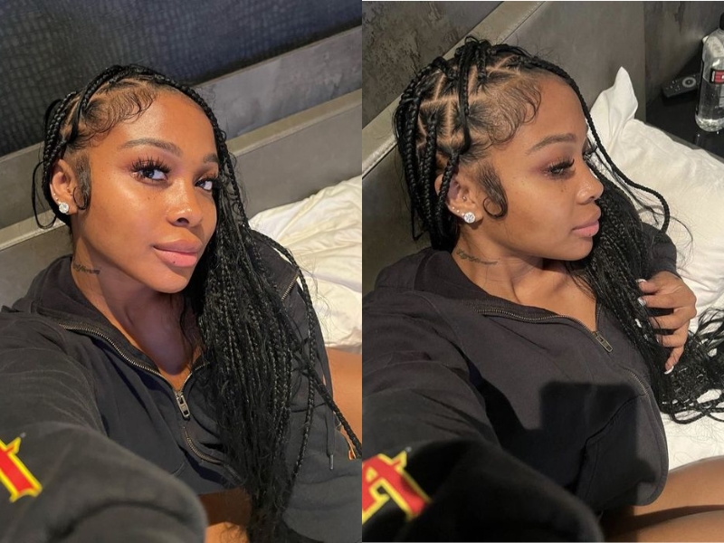 Hairstyle Jayda Wayda braids micro braids with curly extensions