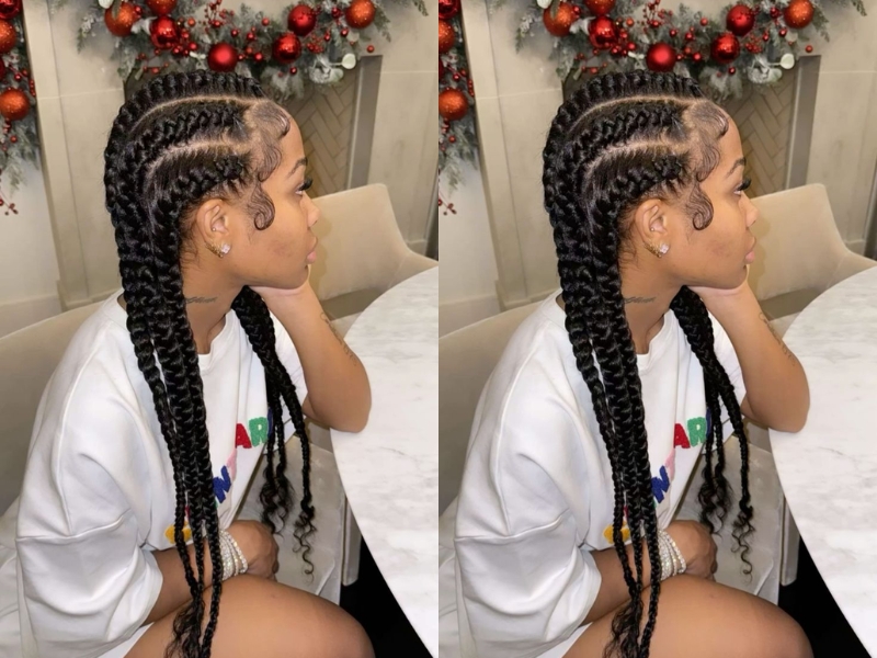 Hairstyle Jayda Wayda braids with curly ends