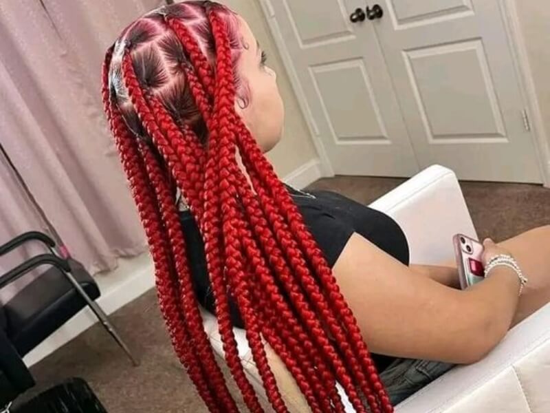 Pop Smoke braids with red color