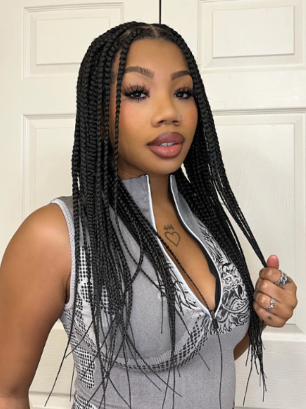 Small box braids are intricate and lightweight, ideal for those seeking a detailed look.