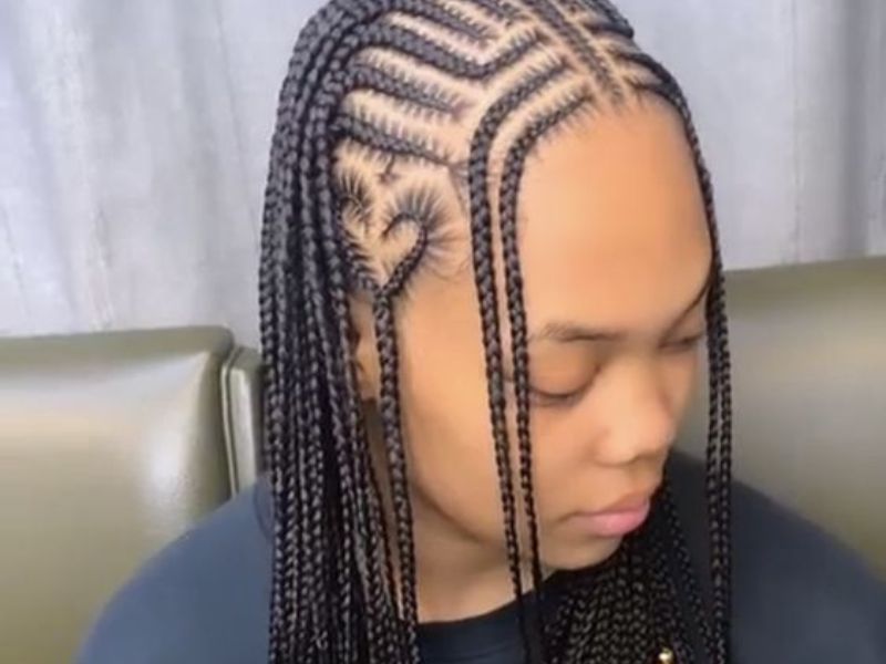 Zigzag Cornrows with a Heart Accent